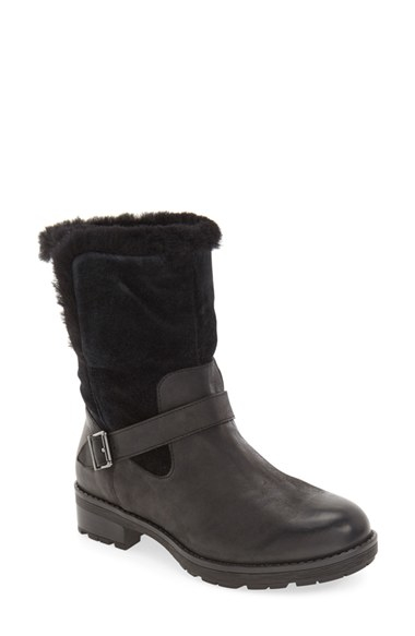 Vionic 'rosa' Genuine Shearling & Faux Fur Lined Boot in Black Leather (Black) - Lyst